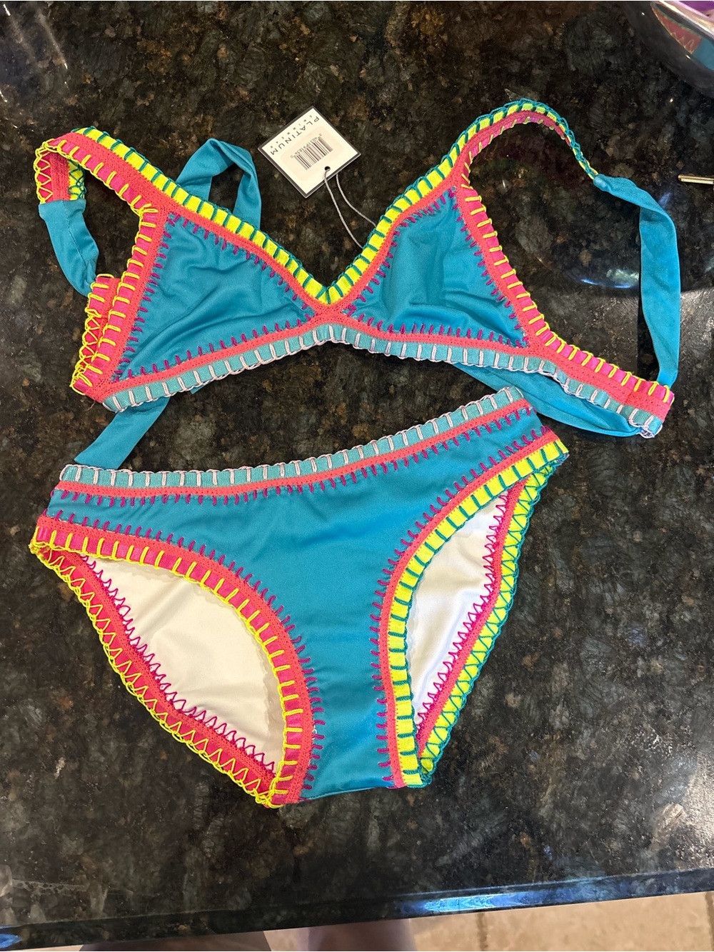 PQ Swim Kids' Rainbow Embroidered Two-Piece Swimsuit